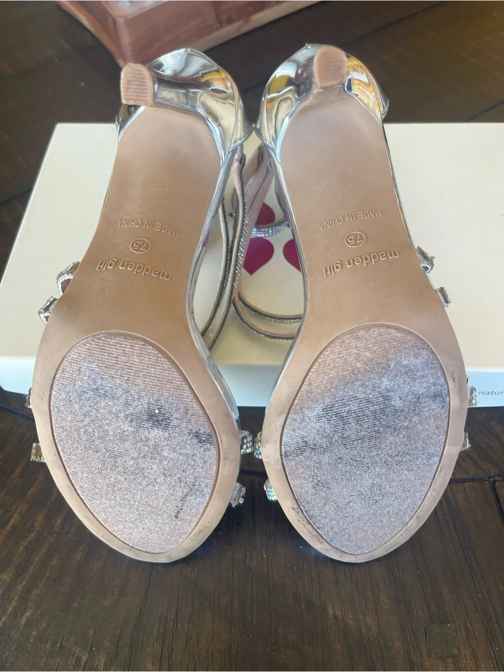 Madden Girl Silver Strappy High Heel Sandals - Size 7.5